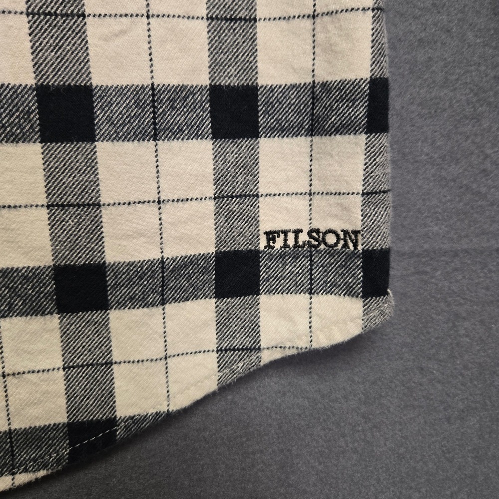 Filson Button Down Shirt Women's L White Black Plaid Cotton Flannel Long Sleeve - Picture 5 of 10